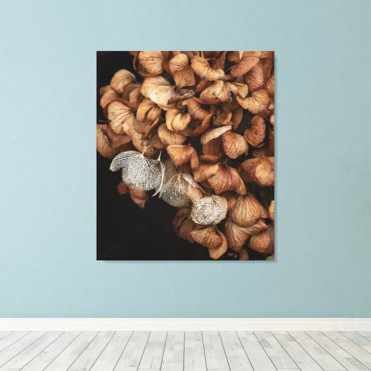 Faded hydrangea canvas afdruk (Insitu (Houten vloer))