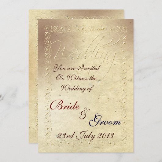 Faded ivoor in reliëfdruk als effect bruiloft kaart (Voorkant / Achterkant)