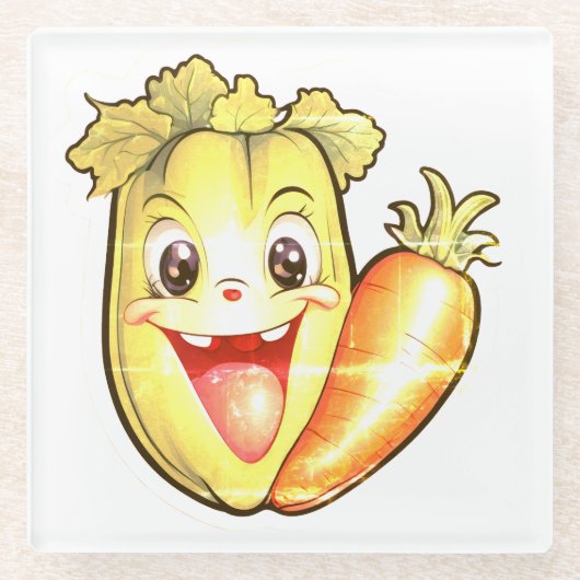 Faded out veggies glazen onderzetter (Voorkant)