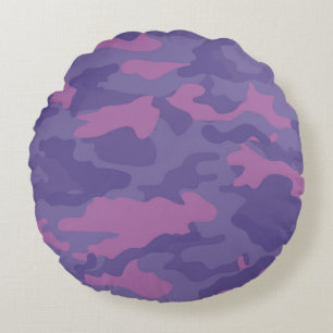 Faded Paarse Camo Rond Kussen