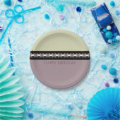 Faded Paarse Floral Accented Designer Round Papieren Bordje (Feest)