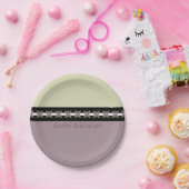 Faded Paarse Floral Accented Designer Round Papieren Bordje (Feest)