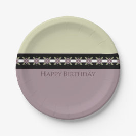 Faded Paarse Floral Accented Designer Round Papieren Bordje