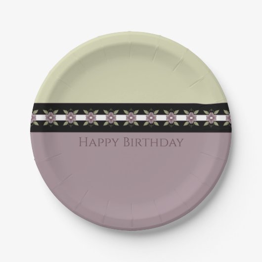 Faded Paarse Floral Accented Designer Round Papieren Bordje (Voorkant)