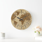 Faded Parchment World Map Grote Klok (Huis)