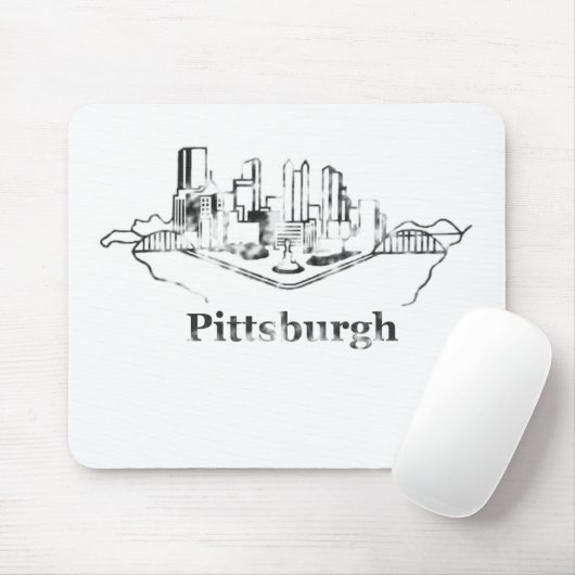 Faded Pittsburgh City Skyline Logo Muismat (Met muis)