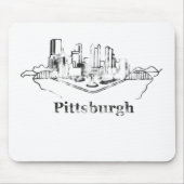Faded Pittsburgh City Skyline Logo Muismat (Voorkant)