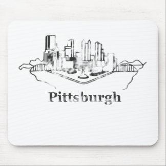 Faded Pittsburgh City Skyline Logo Muismat