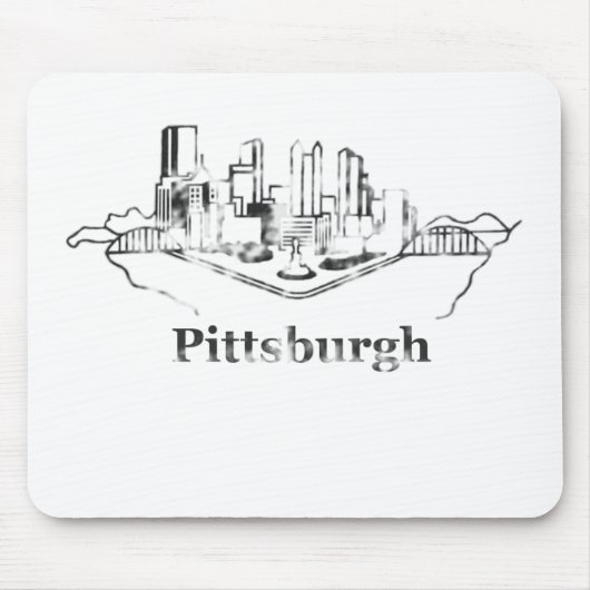 Faded Pittsburgh City Skyline Logo Muismat (Voorkant)