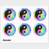 Faded Rainbow Yin Yang Ronde Sticker (Vel)