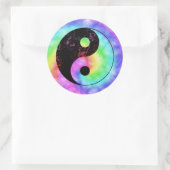Faded Rainbow Yin Yang Ronde Sticker (Tas)