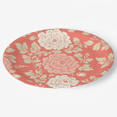 Faded Red Block Print Floral Papieren Bordje (Gekanteld)