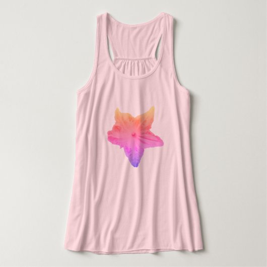 Faded regenboogkomkommer op een roze racerback tanktop (Design voorkant)
