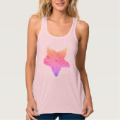 Faded regenboogkomkommer op een roze racerback tanktop (Voorkant)