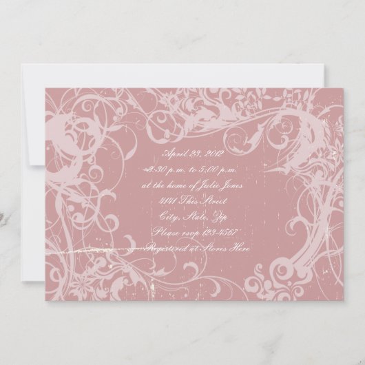 Faded Roos Grunge Bridal Shower-uitnodiging Kaart (Voorkant)