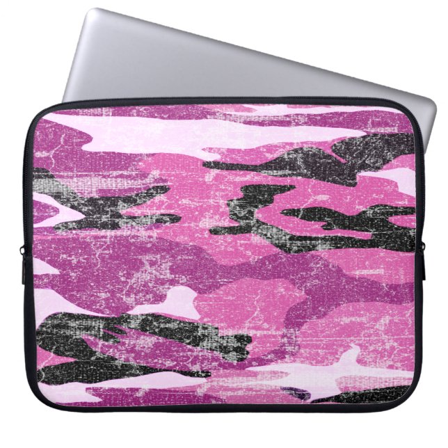Faded roze Camo Laptop Sleeve (Voorkant)