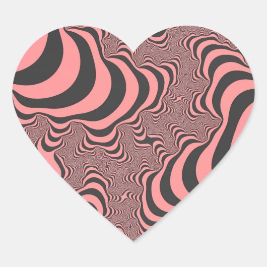 Faded roze Zebrastripes Hart Sticker (Voorkant)
