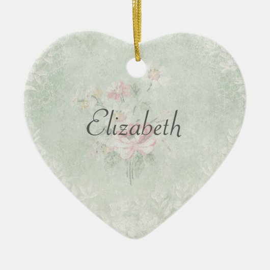 Faded Rozen Shabby  Design First Name Keramisch Ornament (Voorkant)