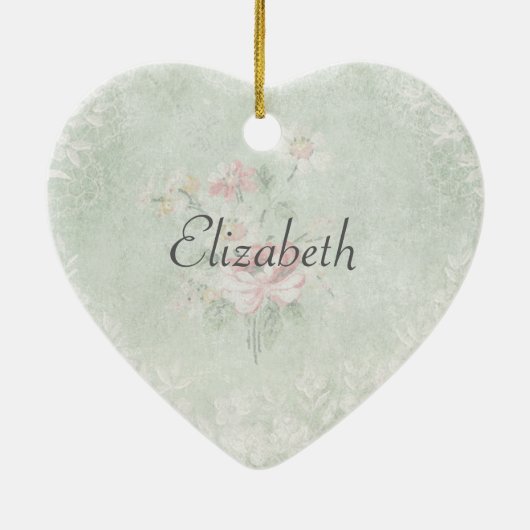 Faded Rozen Shabby  Design First Name Keramisch Ornament (Achterkant)