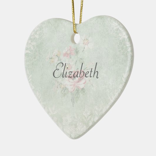 Faded Rozen Shabby  Design First Name Keramisch Ornament (Links)