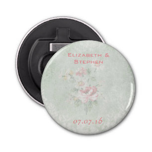 Faded Rozen Shabby  Design Wedding Favor Button Flesopener