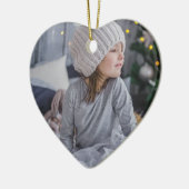 Faded Snowflake Foto Blauwe Kerstmis Keramisch Ornament (Links)