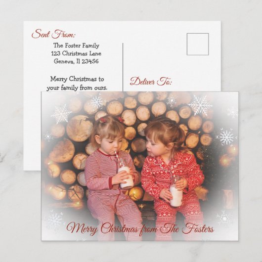  Faded Snowflake-reeks - Kerstmis Briefkaart (Voorkant / Achterkant)