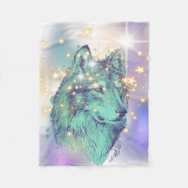 Faded Sparkle Wolf Fleece Deken