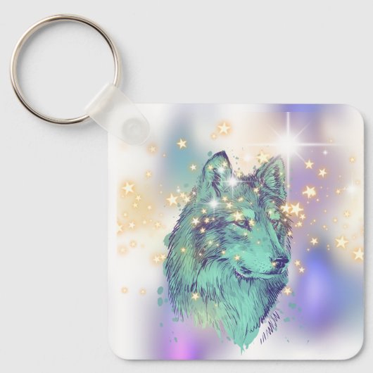 Faded Sparkle Wolf Sleutelhanger (Voorkant)