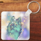 Faded Sparkle Wolf Sleutelhanger (Achterkant)