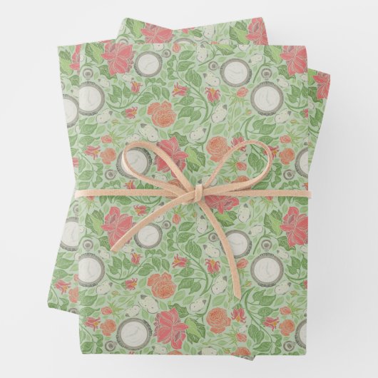 Faded  Steampunk Clockwork Pocket Watch Inpakpapier Vel (In situ)