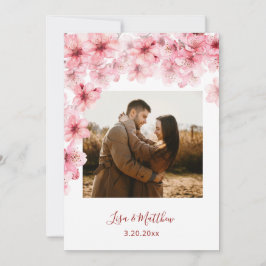 Faded Watercolor Cherry Blossom Photo Wedding Save The Date
