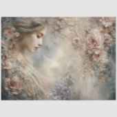 Faded Whispers Romantisch Portret  Bloemen Tissuepapier (Voorkant)