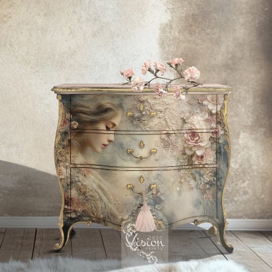 Faded Whispers Romantisch Portret  Bloemen Tissuepapier