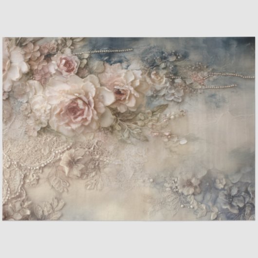 Faded Whispers Romantisch Roos Shabby Chic Tissuepapier (Voorkant)