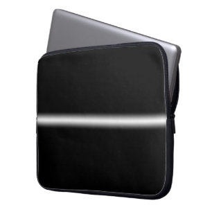 Faded witte streep op zwart laptop sleeve