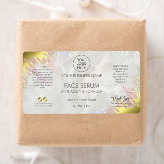 Fading Gold and Opal Face and Hair Serum Label (Insitu)