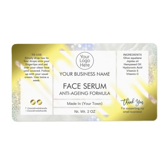 Fading Gold Hair Face Serum Label (Voorkant)
