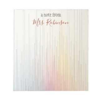 Fading Multicolor Line Grid Custom Teacher Gift Notitieblok