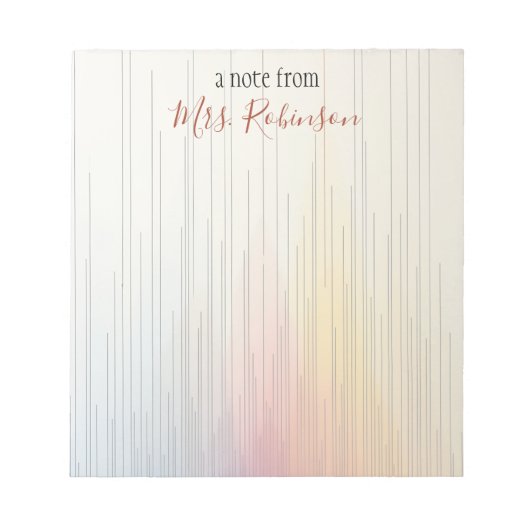 Fading Multicolor Line Grid Custom Teacher Gift Notitieblok (Voorkant)