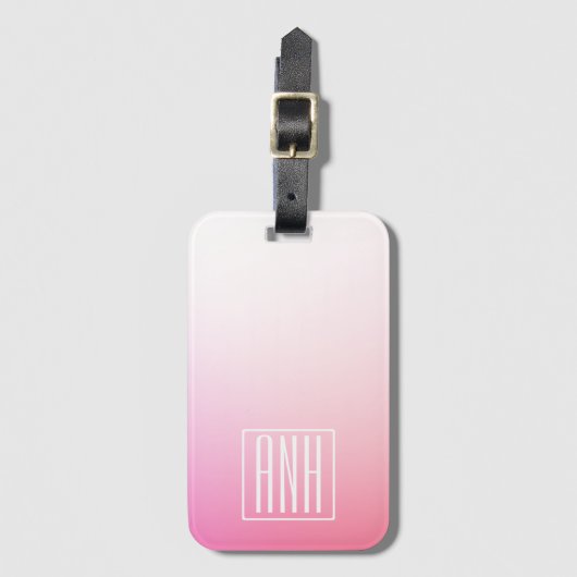 Fading Pinks Ombre Gradatie & Uw Initialen Bagagelabel (Voorkant (verticaal))