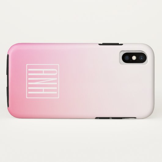 Fading Pinks Ombre Gradatie & Uw Initialen Case-Mate iPhone Case (Achterkant (horizontaal))