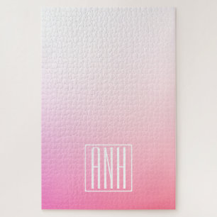 Fading Pinks Ombre Gradatie & Uw Initialen Legpuzzel
