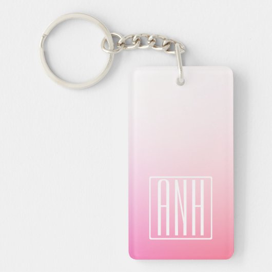Fading Pinks Ombre Gradatie & Uw Initialen Sleutelhanger (Voorkant)