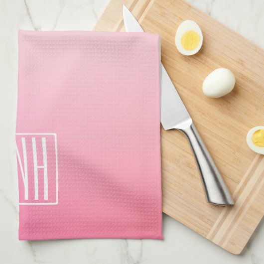 Fading Pinks Ombre Gradatie & Uw Initialen Theedoek (Quarter Fold)