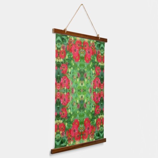 Fading Red Zinnia Flowers Abstract Pattern   Hangend Wandkleed (Gebogen)