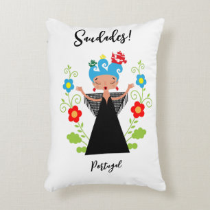 Fado-vrouwzanger met Portugese caravel-schepen Accent Kussen