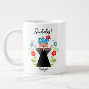 Fado-vrouwzanger met Portugese caravel-schepen Grote Koffiekop