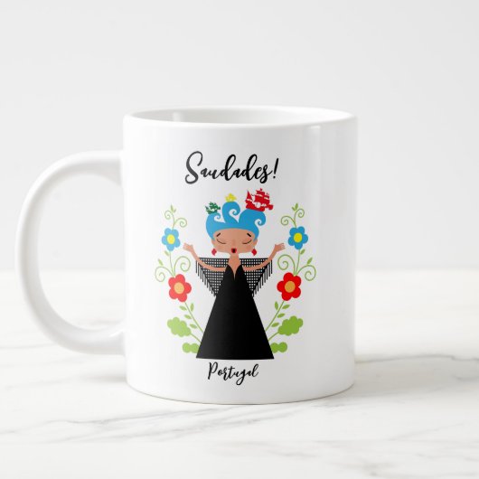 Fado-vrouwzanger met Portugese caravel-schepen Grote Koffiekop (Links)