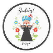 Fado-vrouwzanger met Portugese caravel-schepen Hockey Puck (Voorkant)